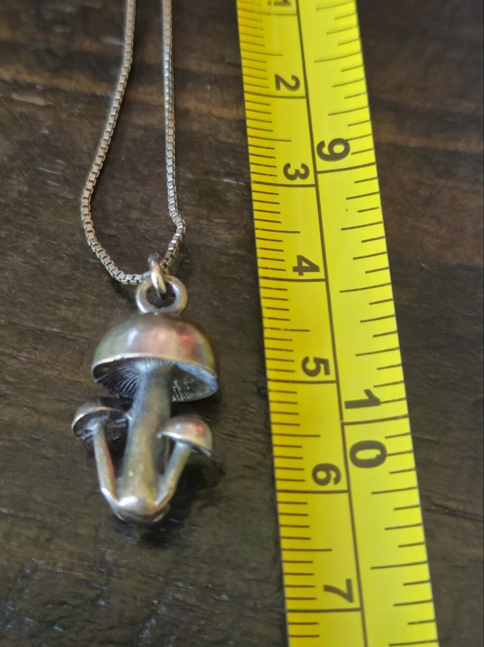 Rare Vintage 70's 4 Mushroom Sterling Silver Necklace - Picture 2 of 7